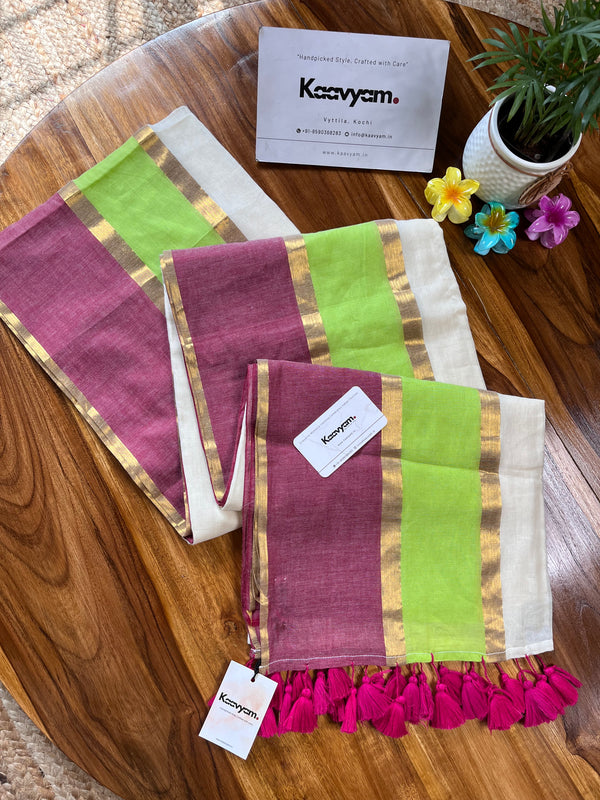 Double Border Mul Cotton Saree - Manka
