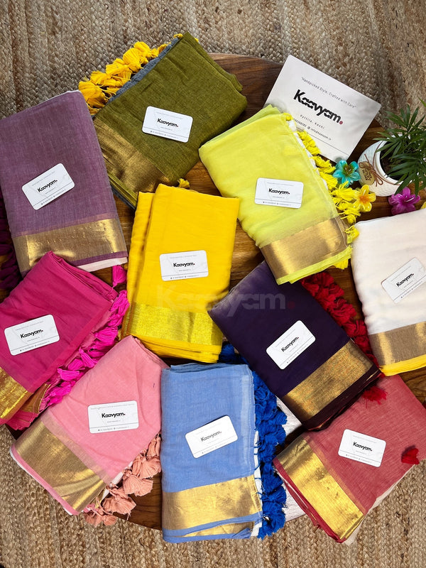 Kasav & Color Border Mul cotton Saree