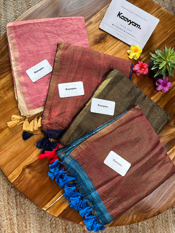 Beige & Red Mul Modal Saree