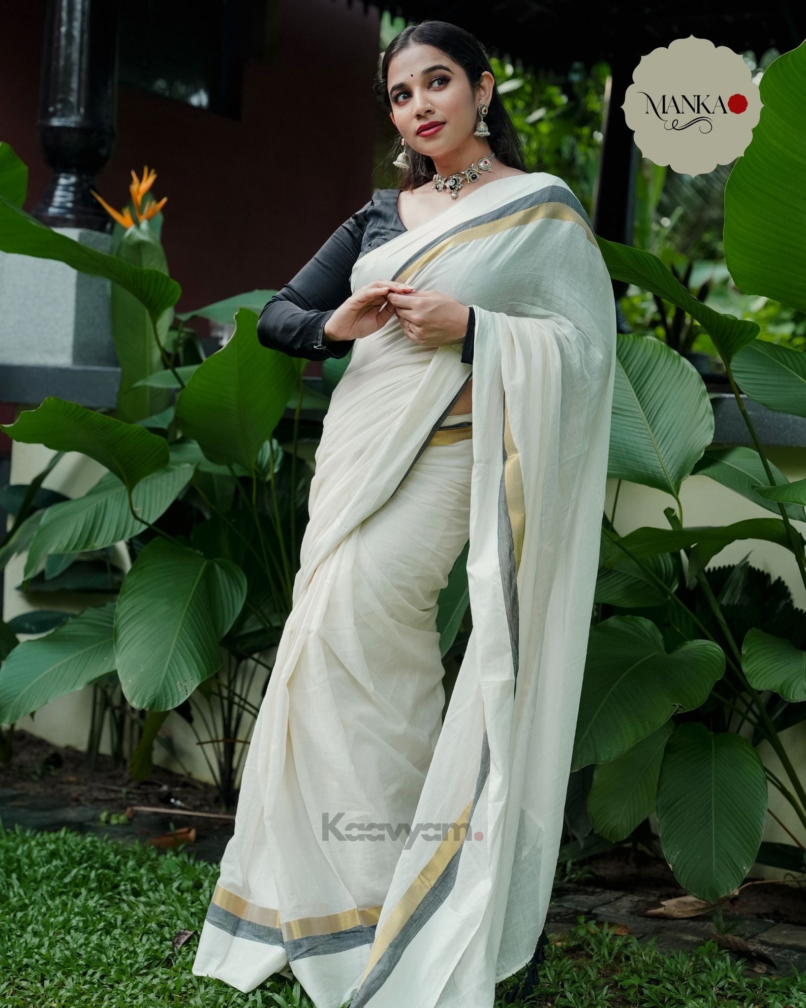 Kara Stripe Kasav Mul Cotton Saree