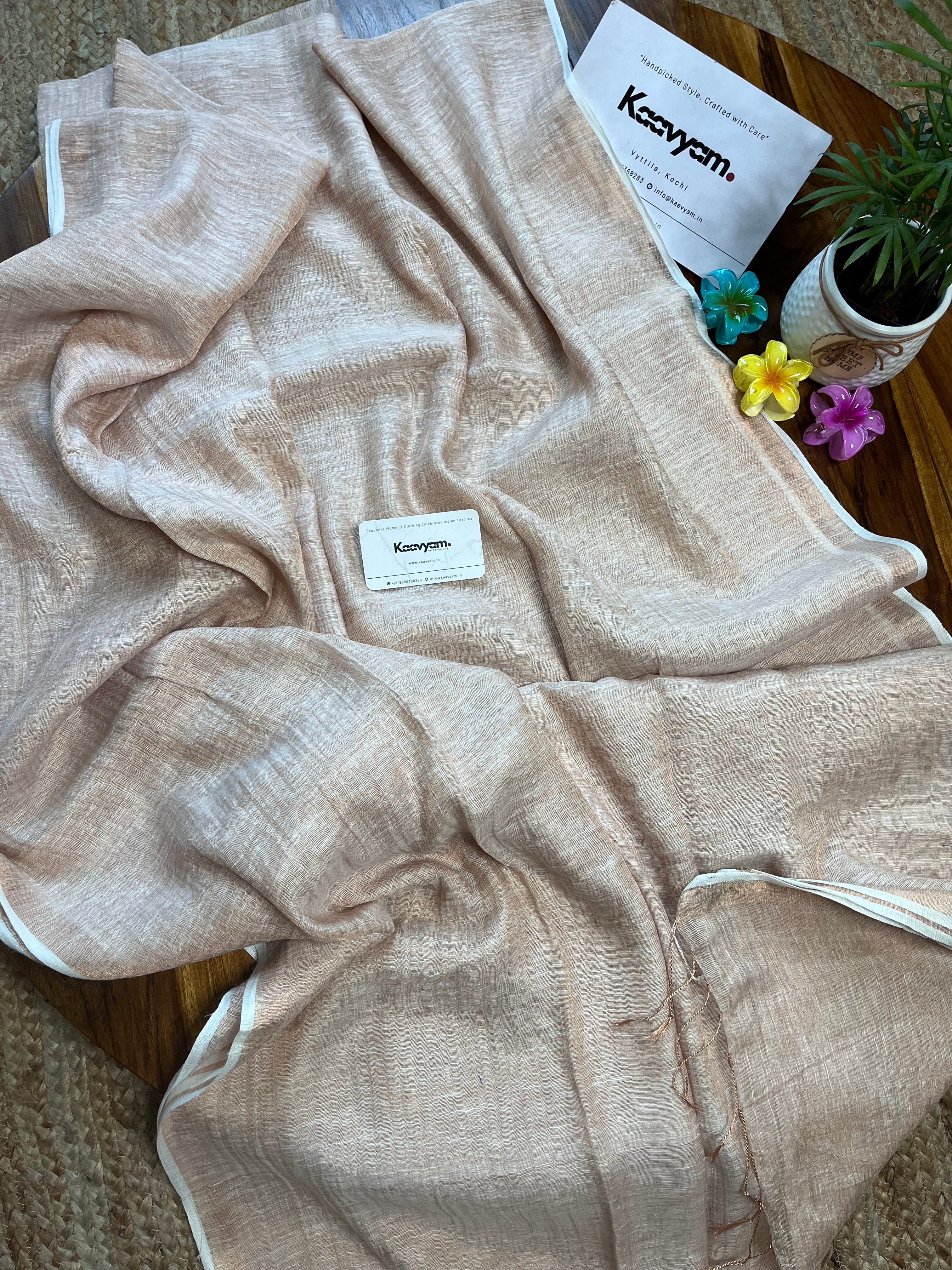 Tissue Linen Saree - Manka