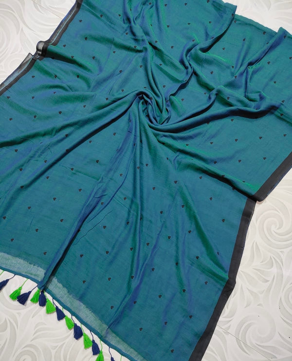 Little Heart Printed Mul Cotton Saree