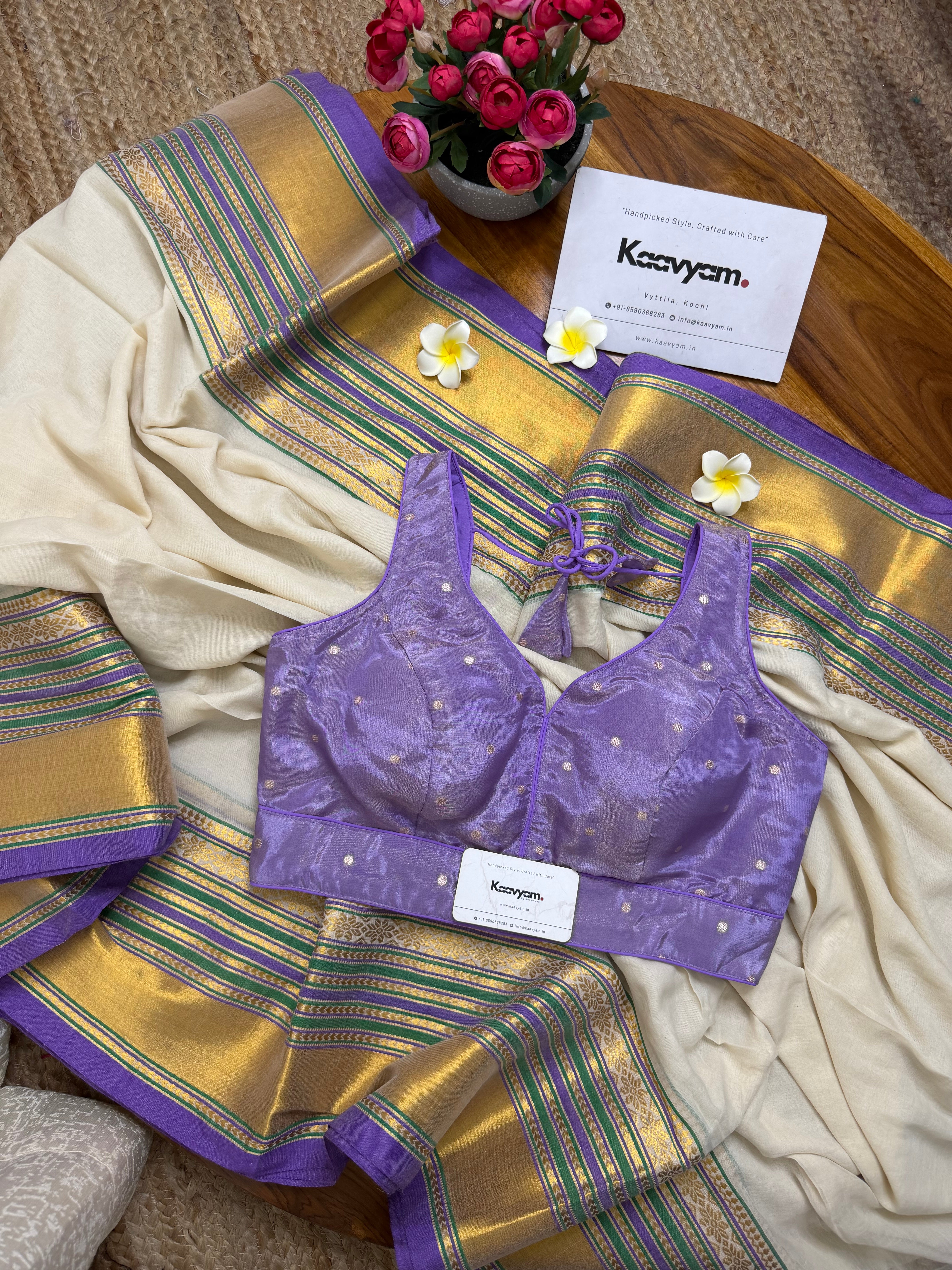 Orchid Kasav Mul Cotton Saree