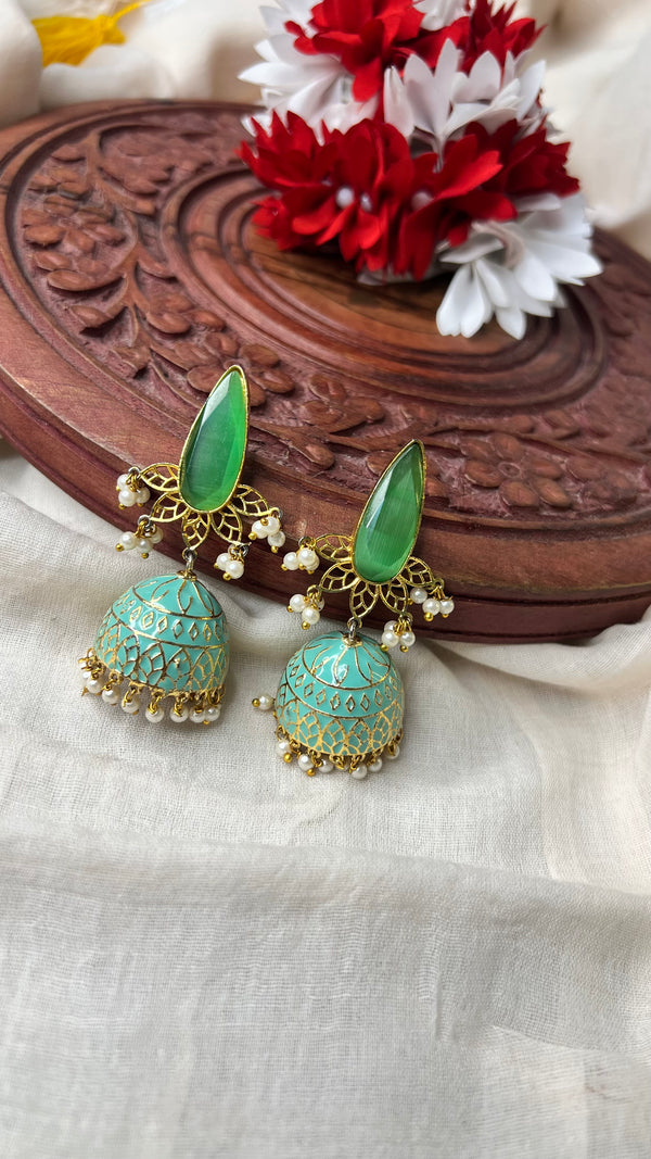 Golden Meenakari Jumka