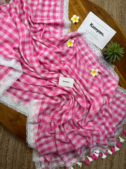 Check Whisper Mul Cotton Saree