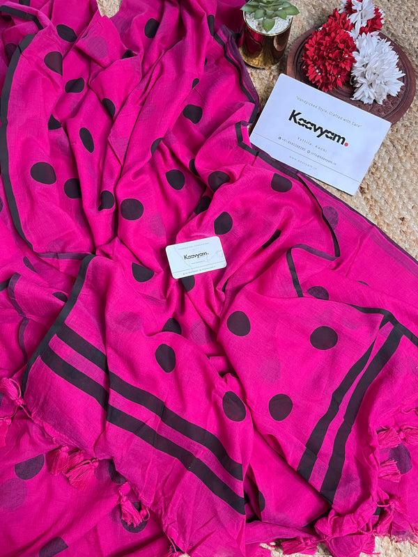 Polka Dot Mul Cotton Saree