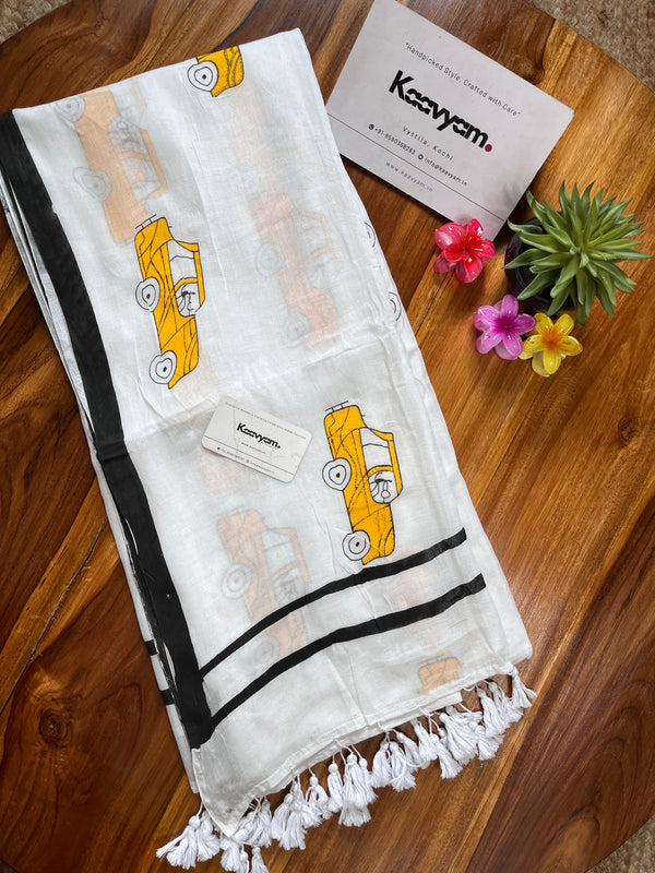 Car Printed Mul Cotton Saree