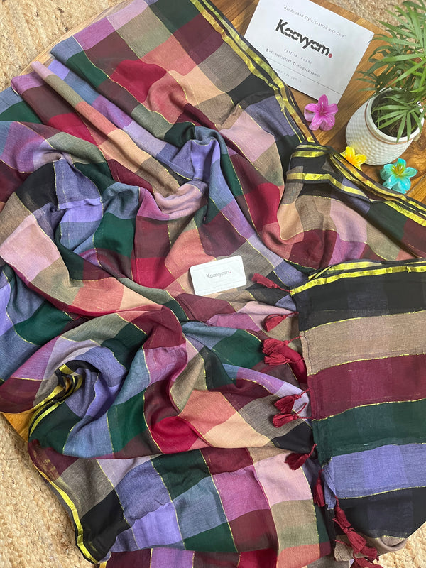 Multi Checks & Stripe Mul Cotton Saree