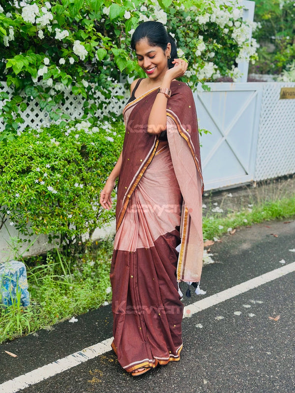 Half & Half Sequins Tissue Pallu Saree