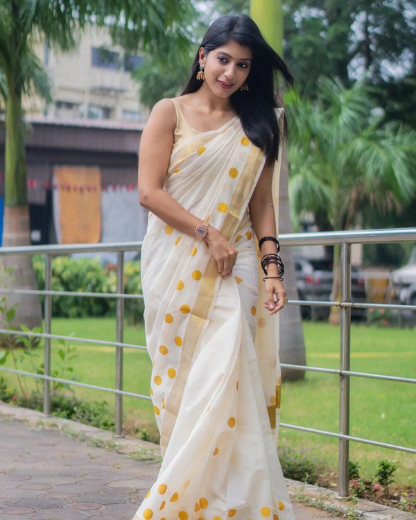 Polka Dot Kerala Saree