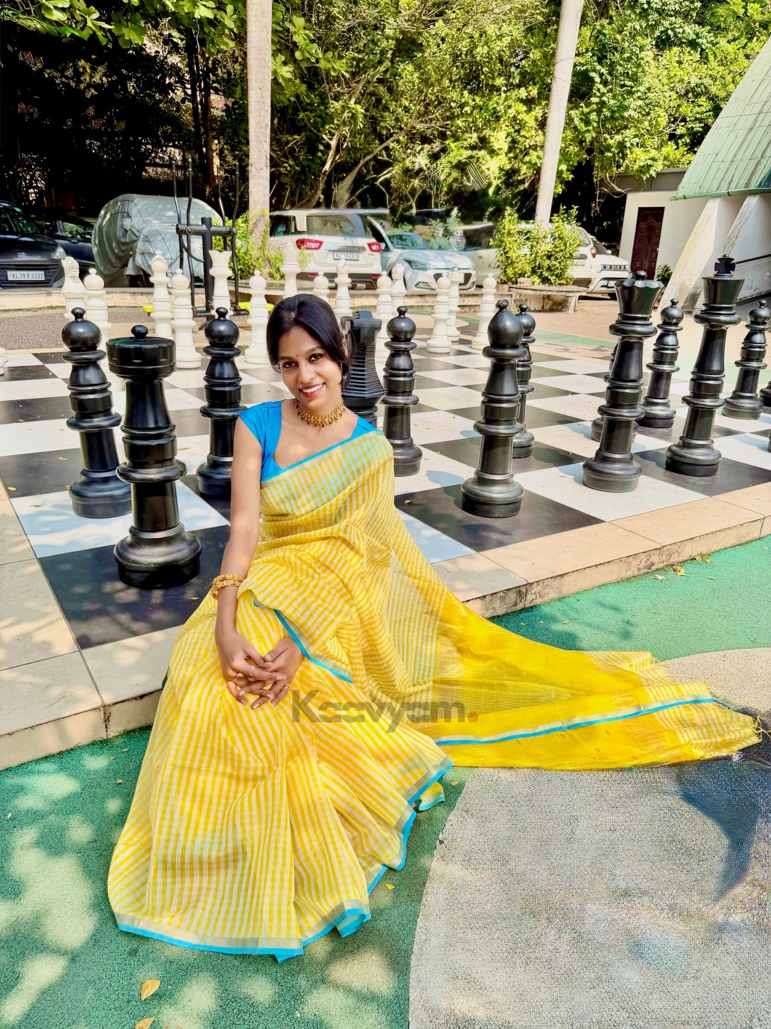 Checks Maheshwari Silk Saree