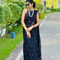 Scallop Floral Embroidery Mul Cotton Saree