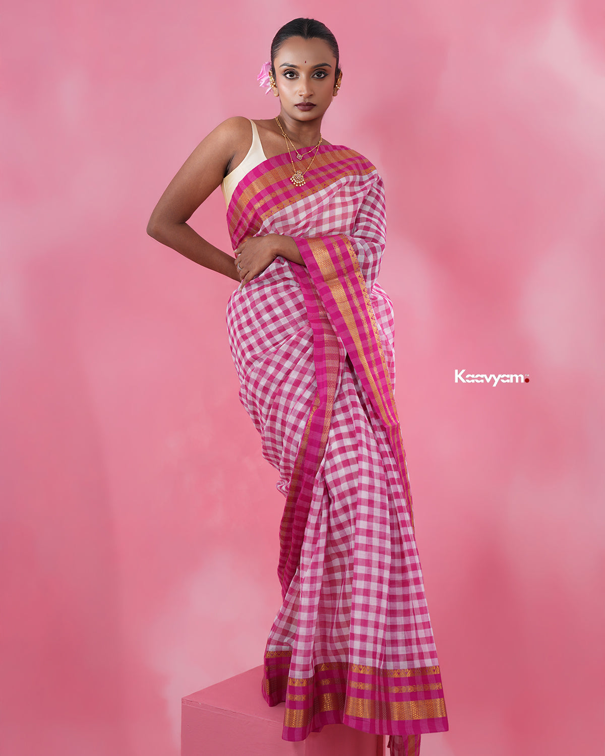 Gingham Kanchi Saree