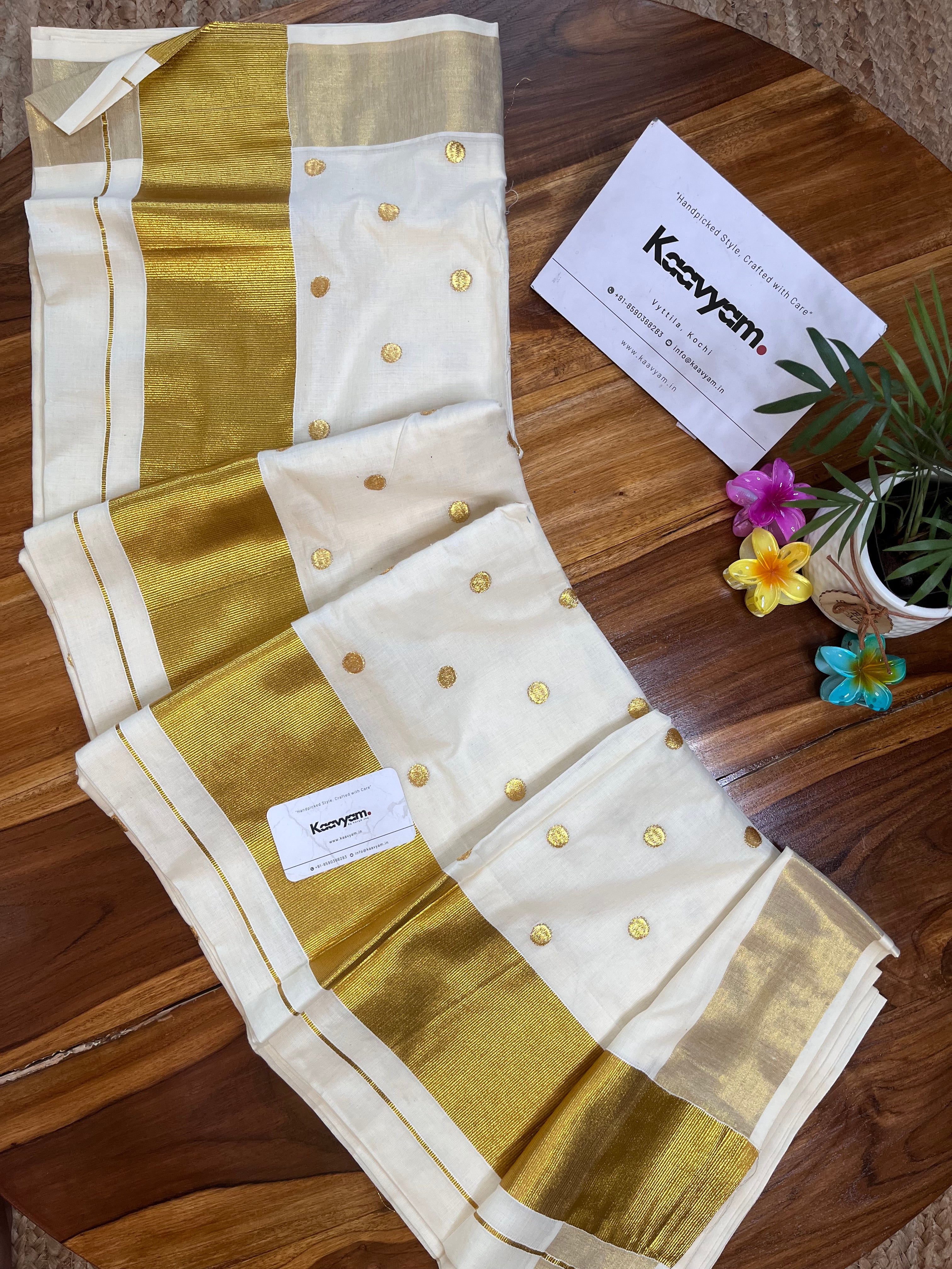 Polka Dot Kerala Saree
