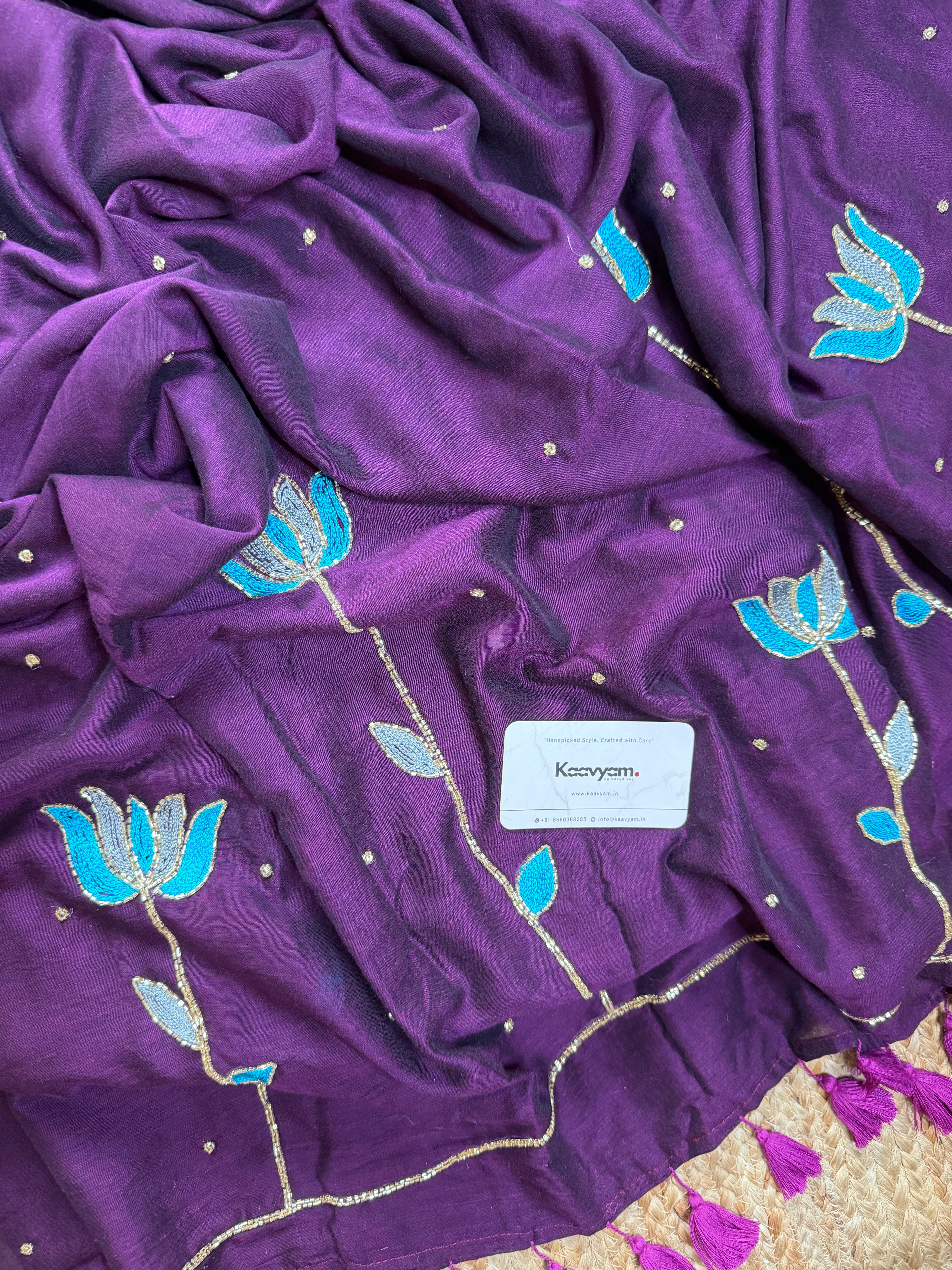 Kamala Handwork Mul Modal Saree