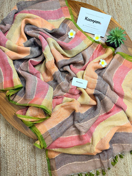 Latte Stripes Linen Saree
