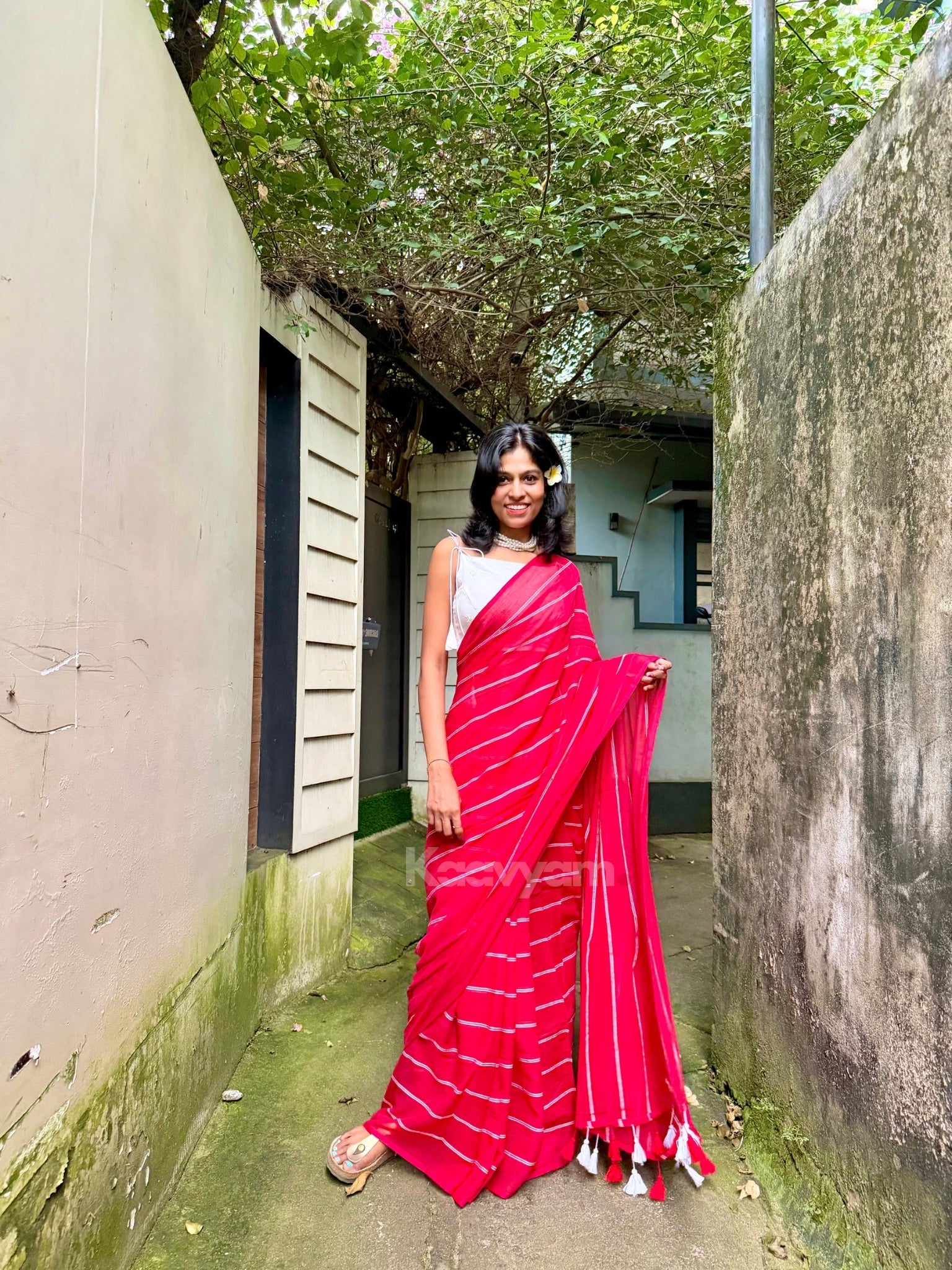 Xmas Stripe Mul Cotton Saree