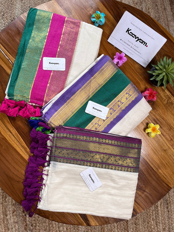 Kanchi Silk Border Mul Cotton Saree