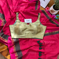Pink & Green String Mul Cotton Saree & Blouse Combo - Rangeela