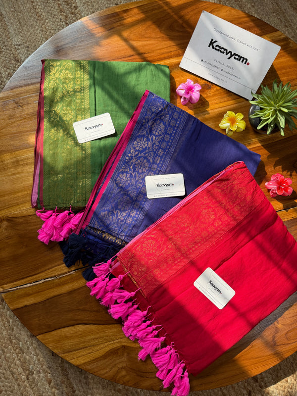 Contrast Kanchi Border Coco Cotton Saree