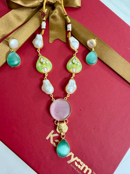 Meenakari Pearl Tikli Necklace