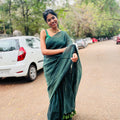 Golden Zari Stripe Mul Cotton Saree