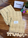 Scallop & Stripes Mul Cotton Saree - MANKA