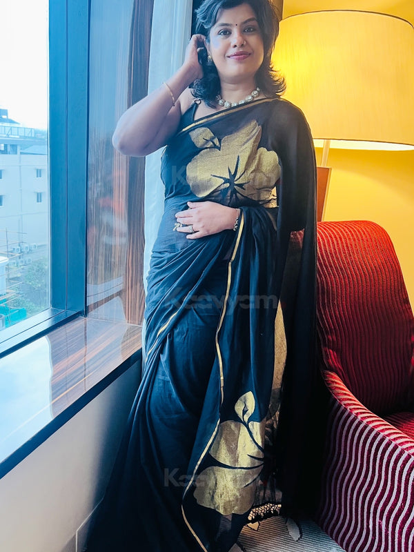 Hibiscus Handwoven Mul Cotton Saree