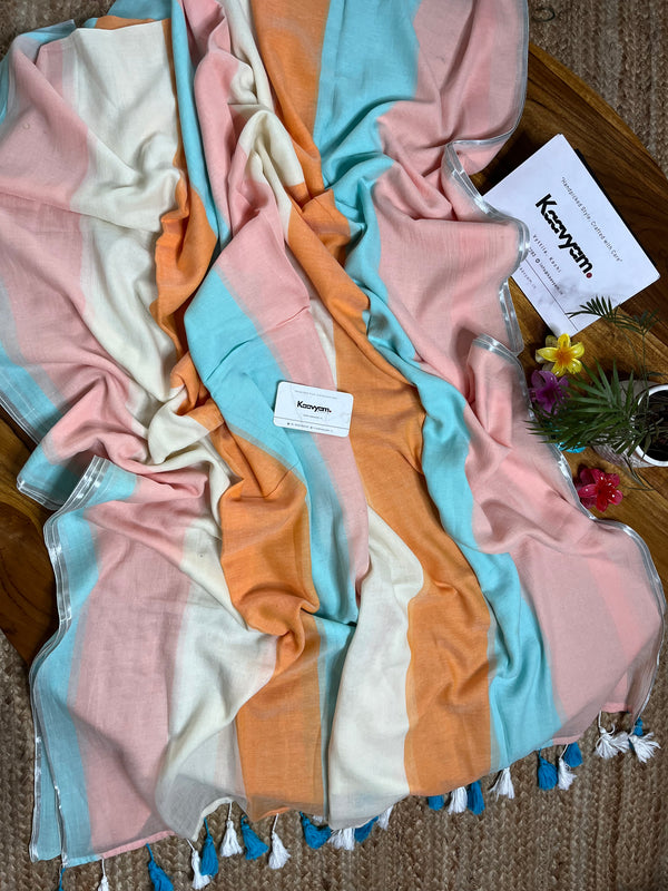 Pastel Colors  Mul Cotton Saree