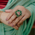 Lotus Adjustable Kundhan Ring