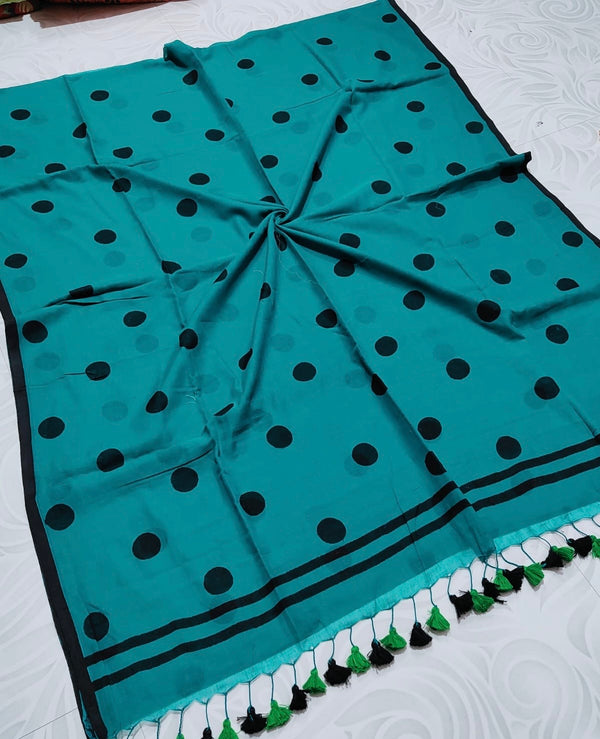 Polka Dot Mul Cotton Saree