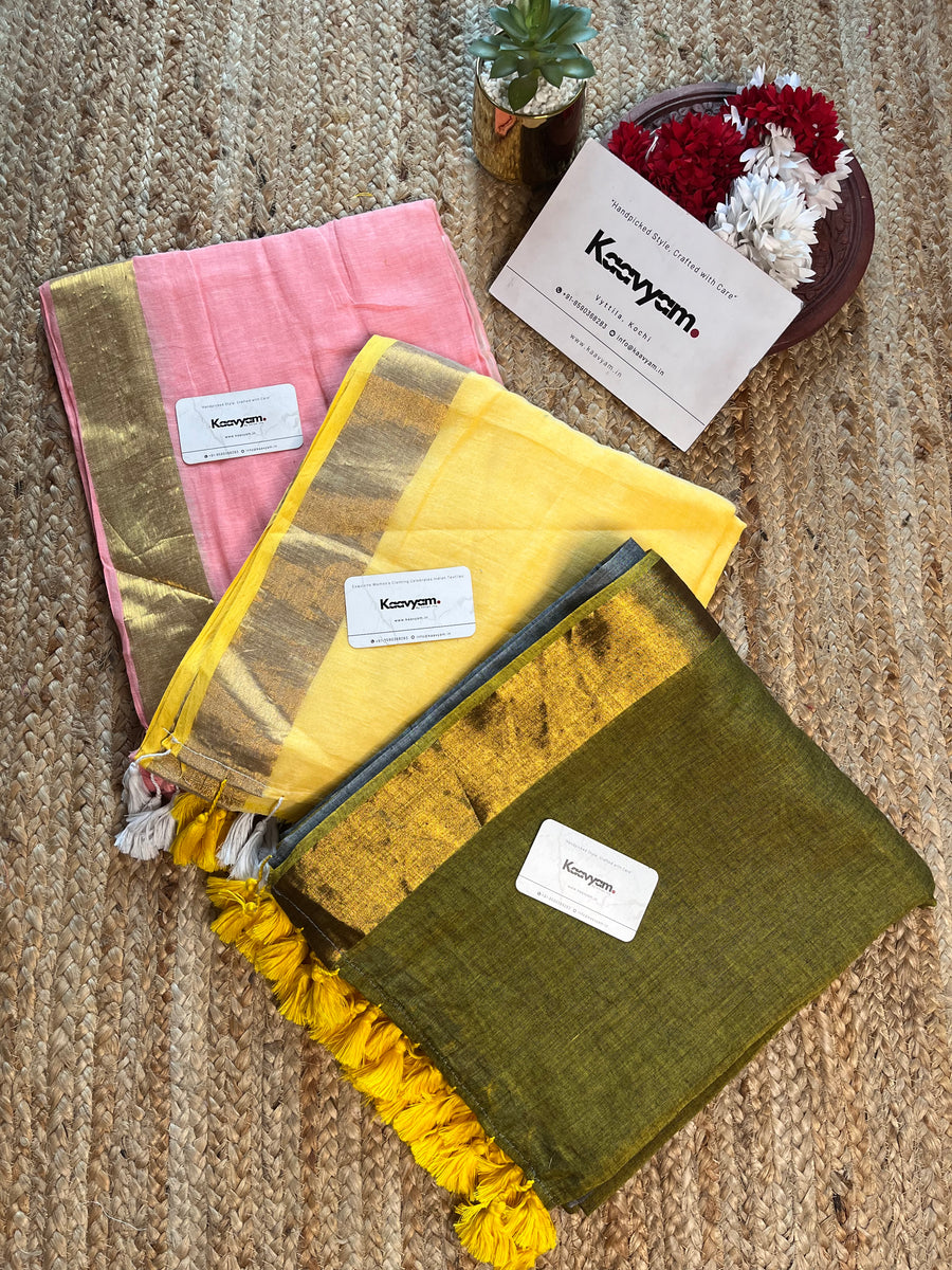 Kasav & Color Border Mul cotton Saree