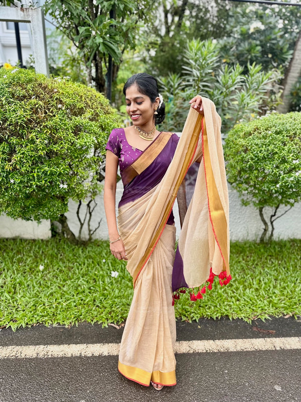 Ombre Kerala Kasav Mul Cotton Saree