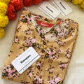 ROUND NECK BROWN FLORAL KURTI