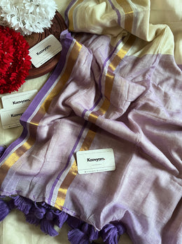 Blue Kara & Kasav Mul Cotton Saree