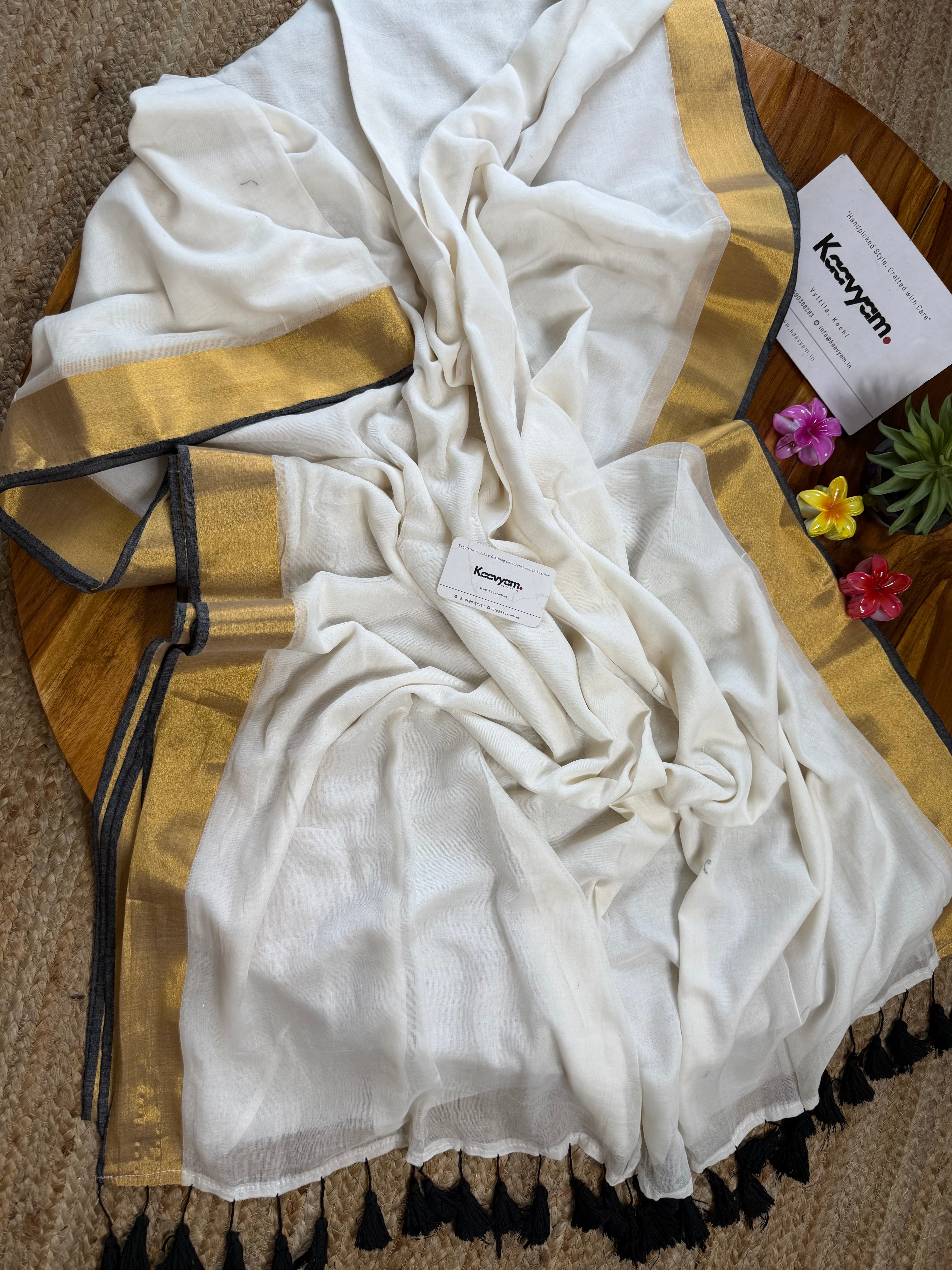 Thin Kara & Kasav Mul Cotton Saree