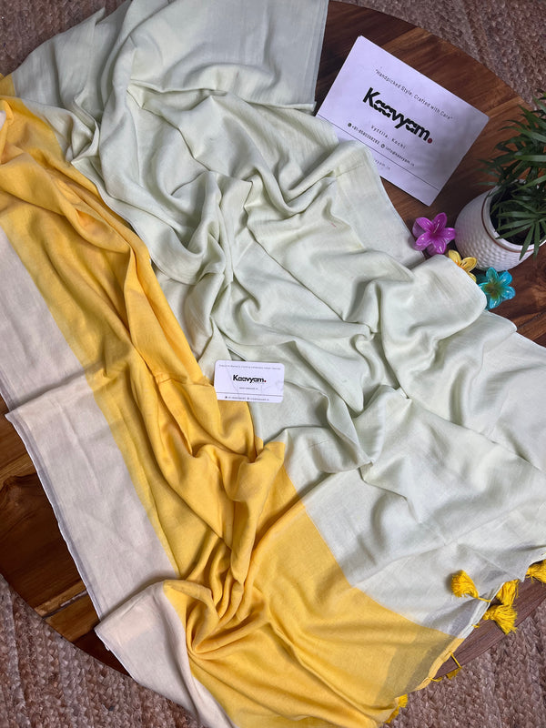 Yellow Casual Mul Cotton Saree - Manka