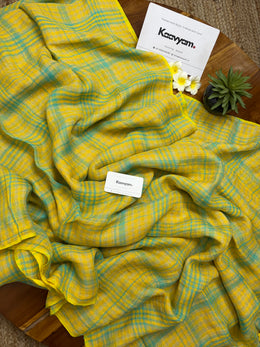 Haldi Checks Linen Saree