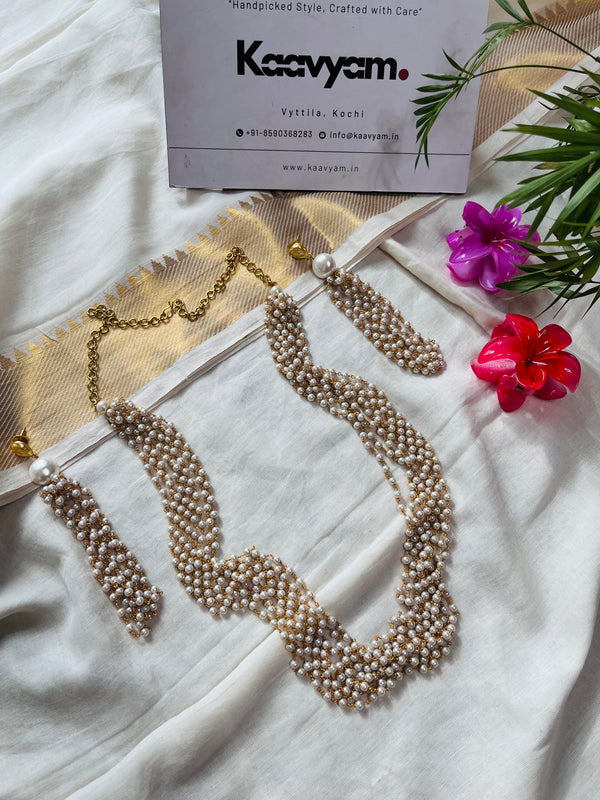 Heavy Pearl Layer Haaram & Earrings