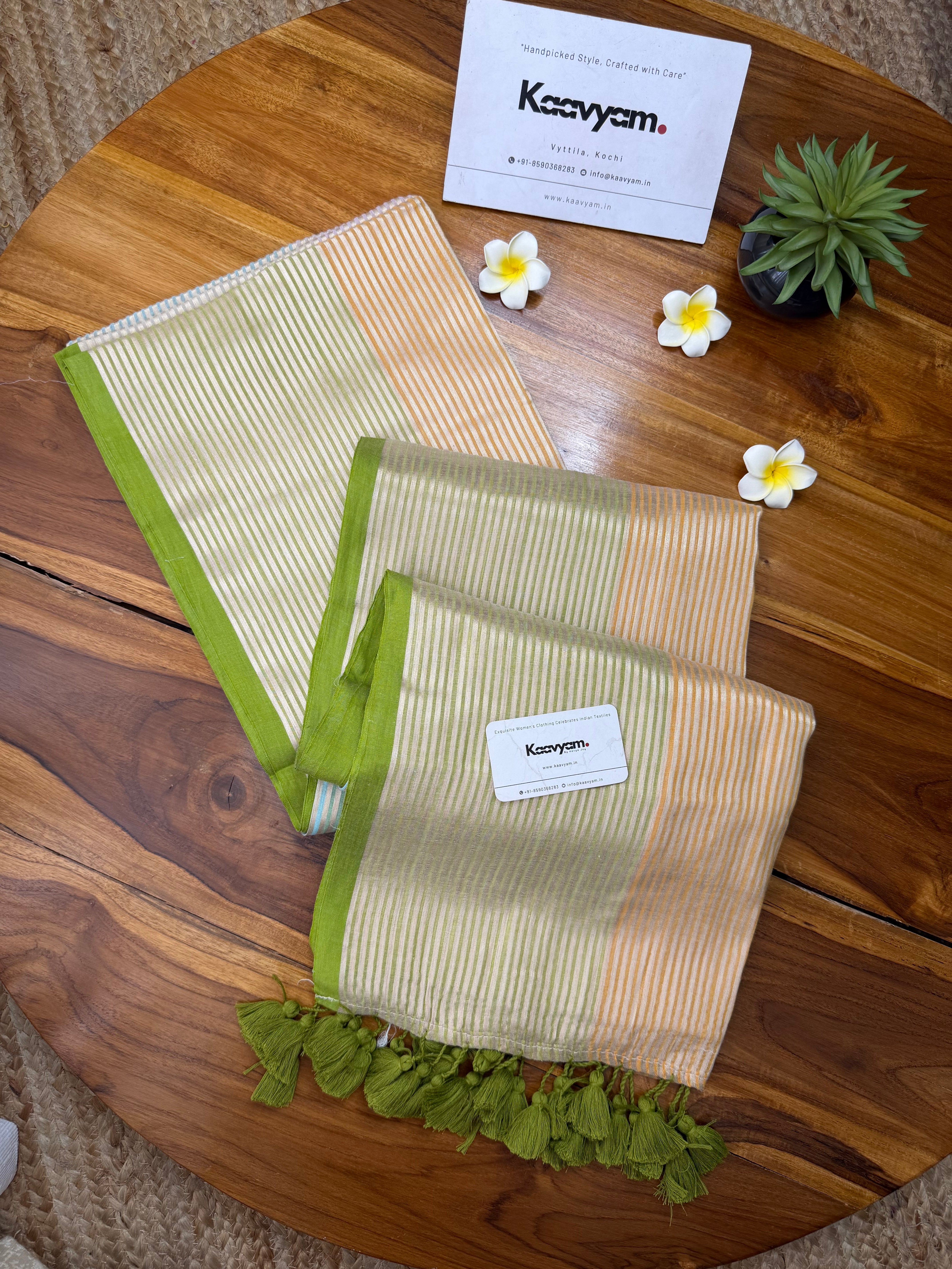 Leaf Line Tissue Silk Saree