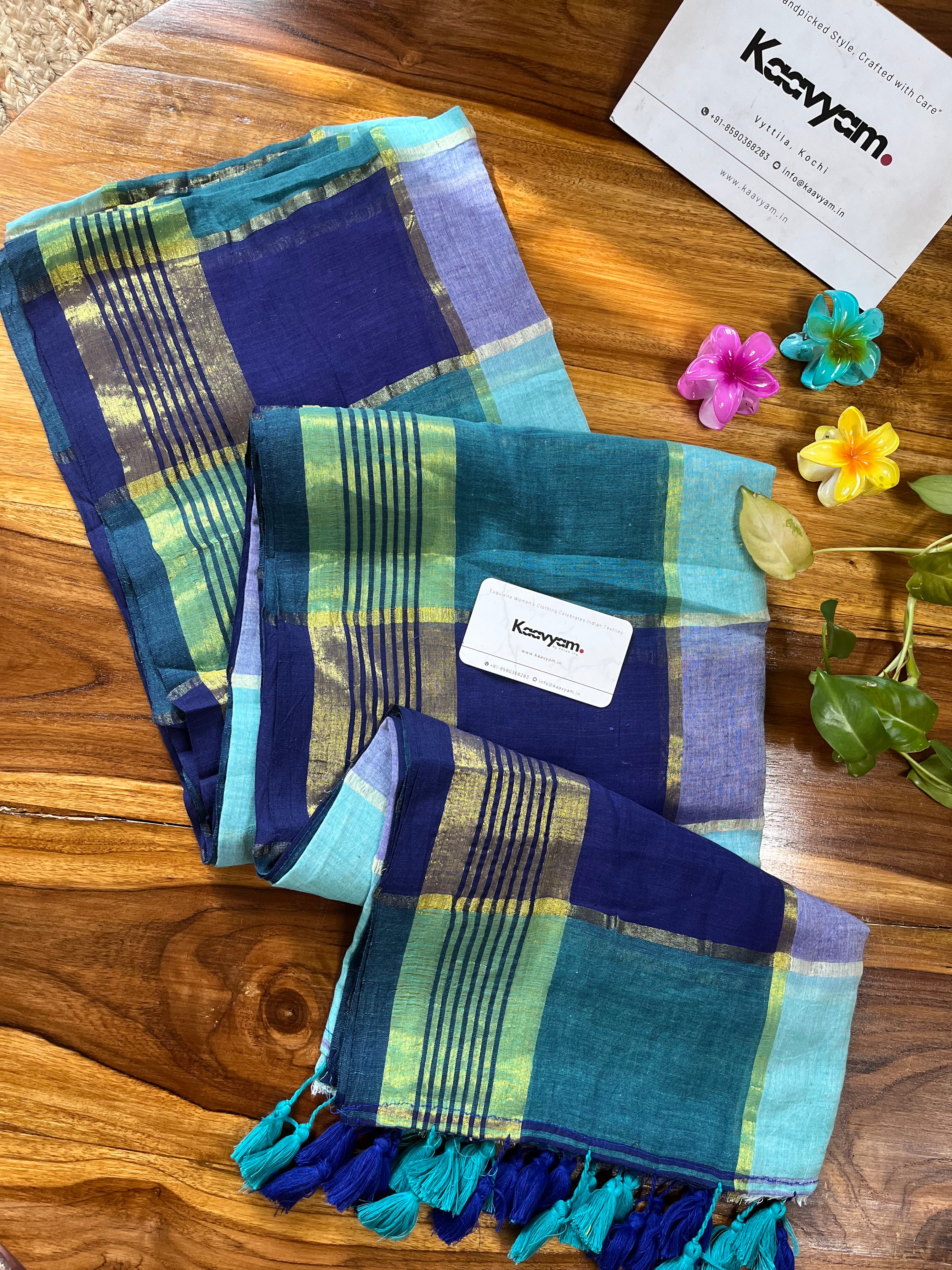 Kasav Box Check Mul Cotton Saree
