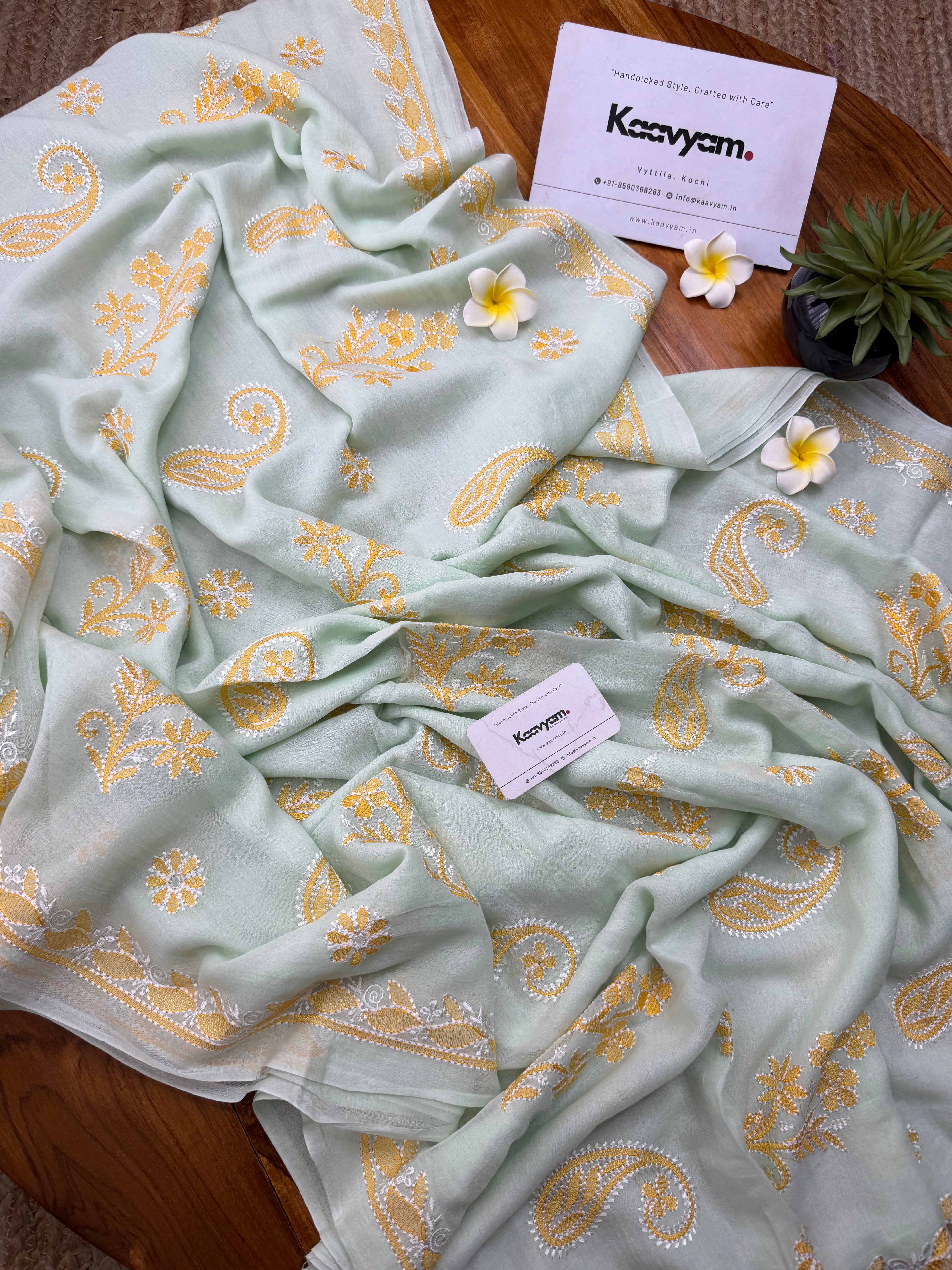 Mint Chikankari Saree