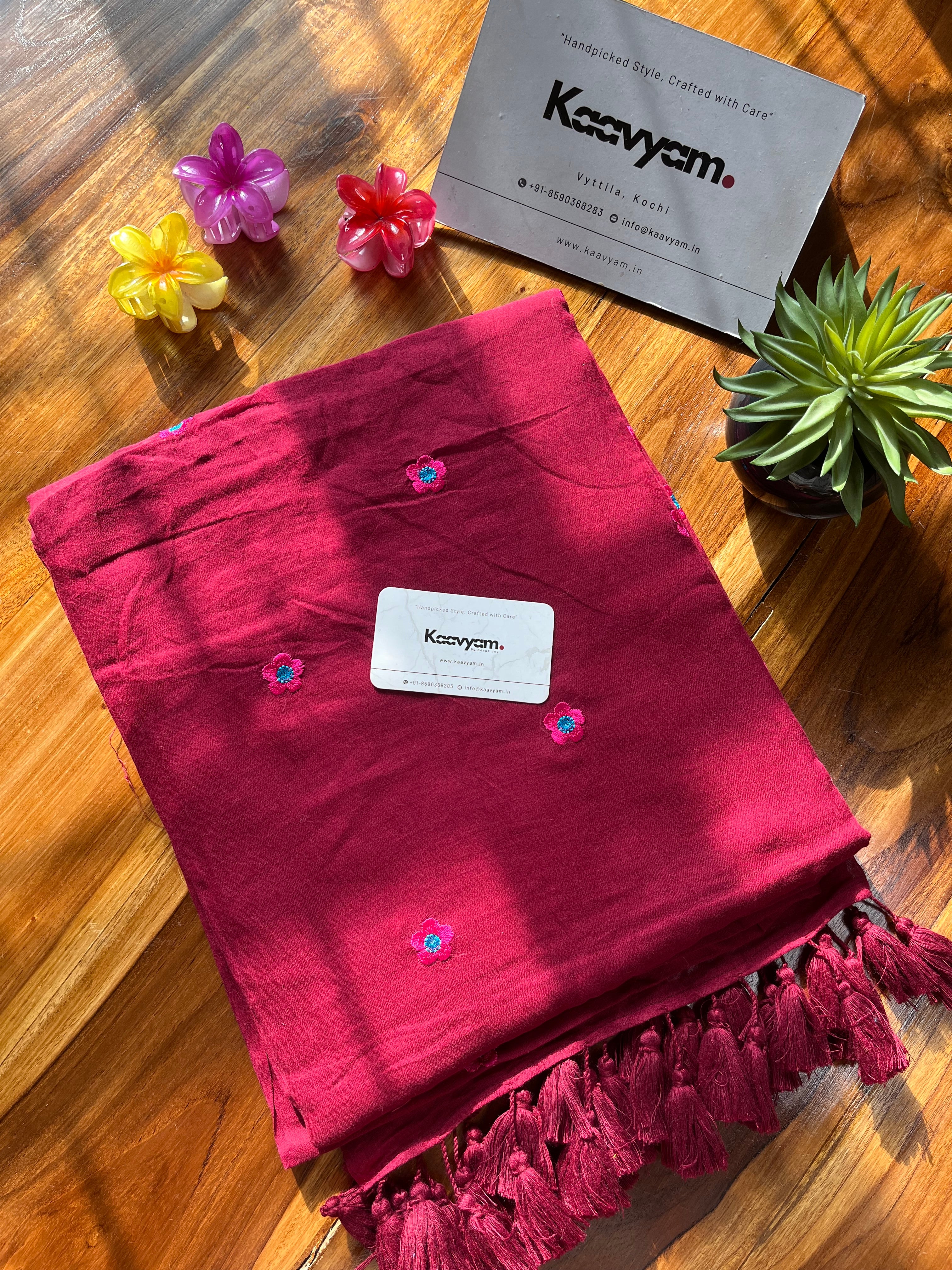 Lilly Embroidery Mul Cotton Saree