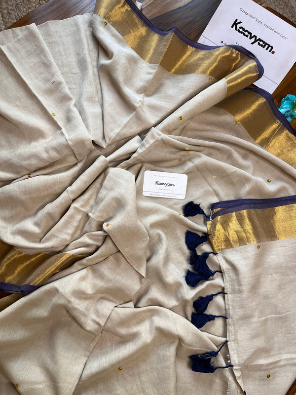 Kasav & Kara Sequins Mul Cotton Saree