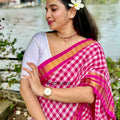 Gingham Kanchi Saree