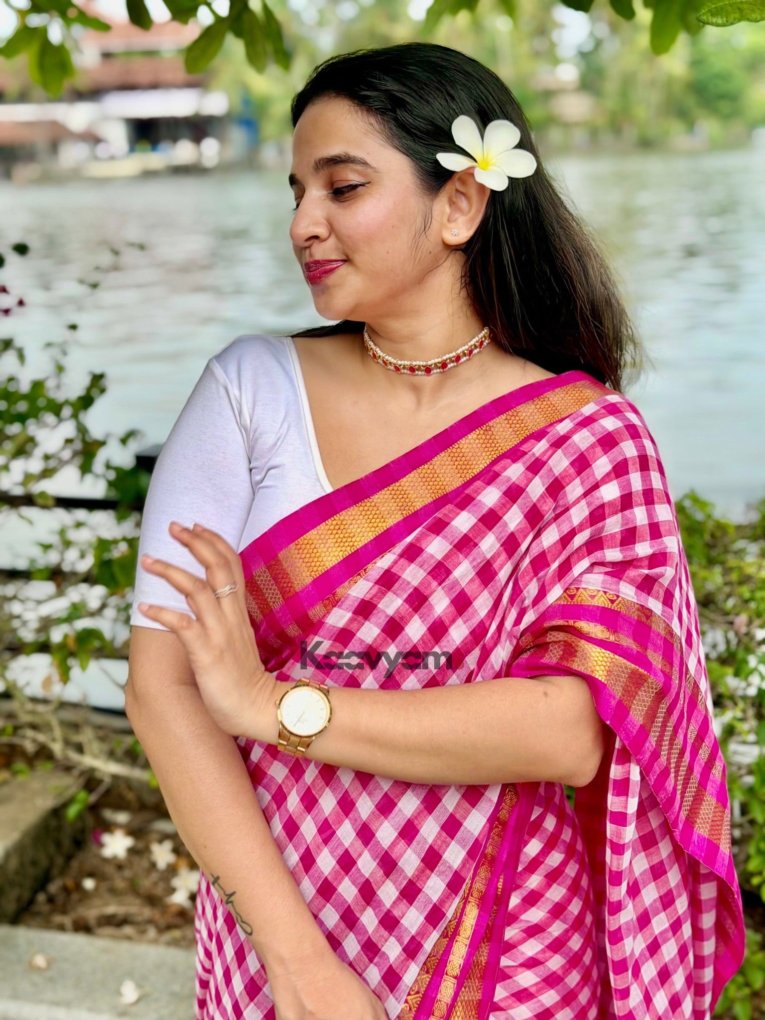 Gingham Kanchi Saree