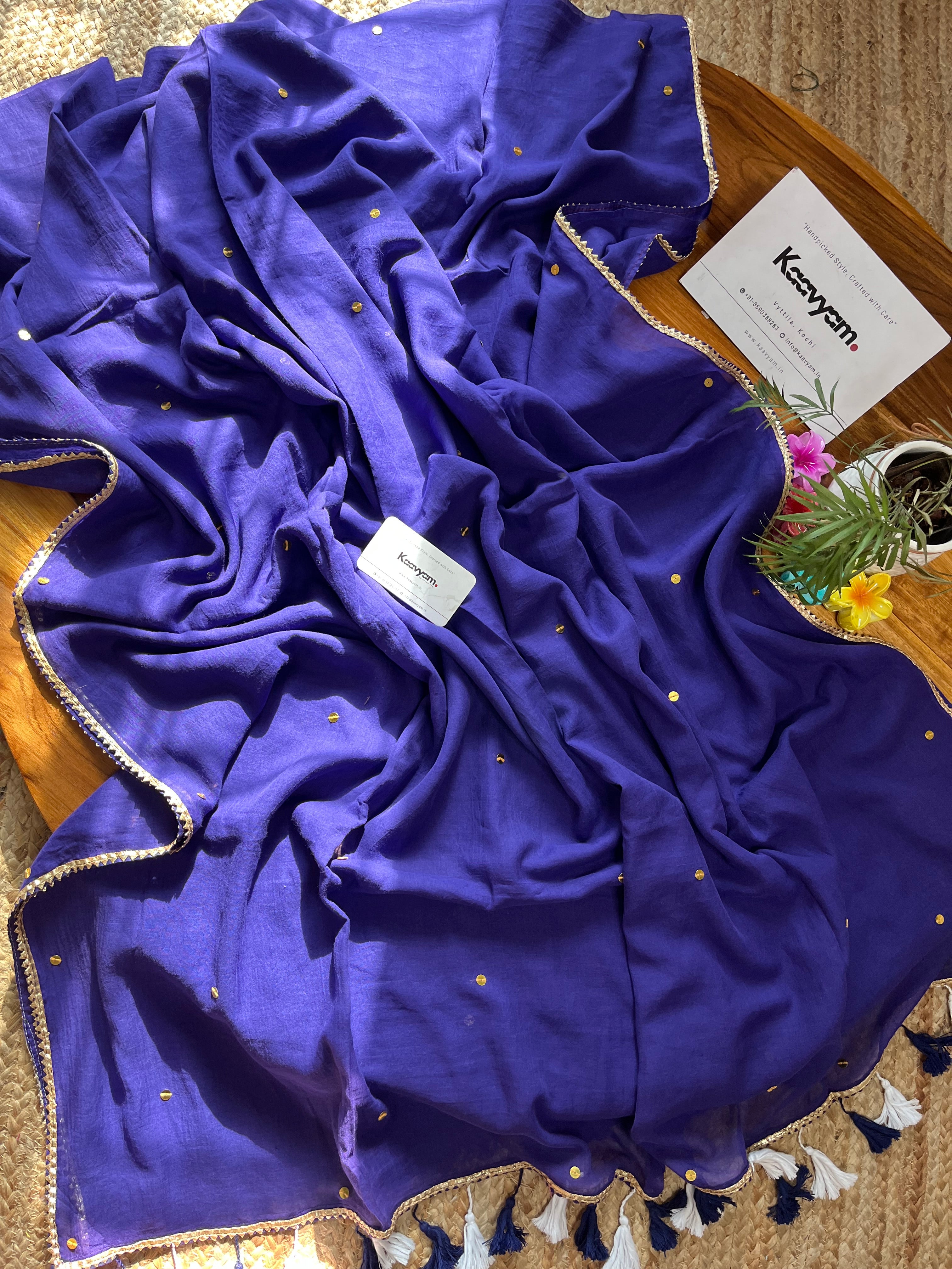 Sequins Lace Mul Cotton Saree