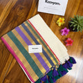 Multi Color Broad Border Mul Cotton Saree - Manka