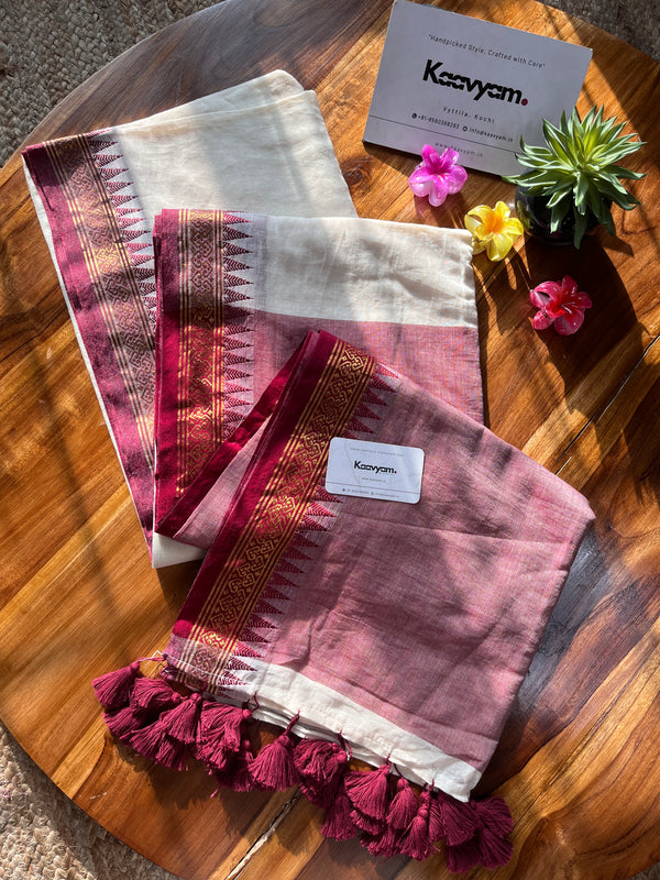 Kerala Kasav & Kara Mul Modal Saree