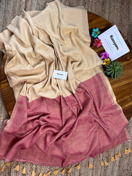 Beige & Red Mul Modal Saree